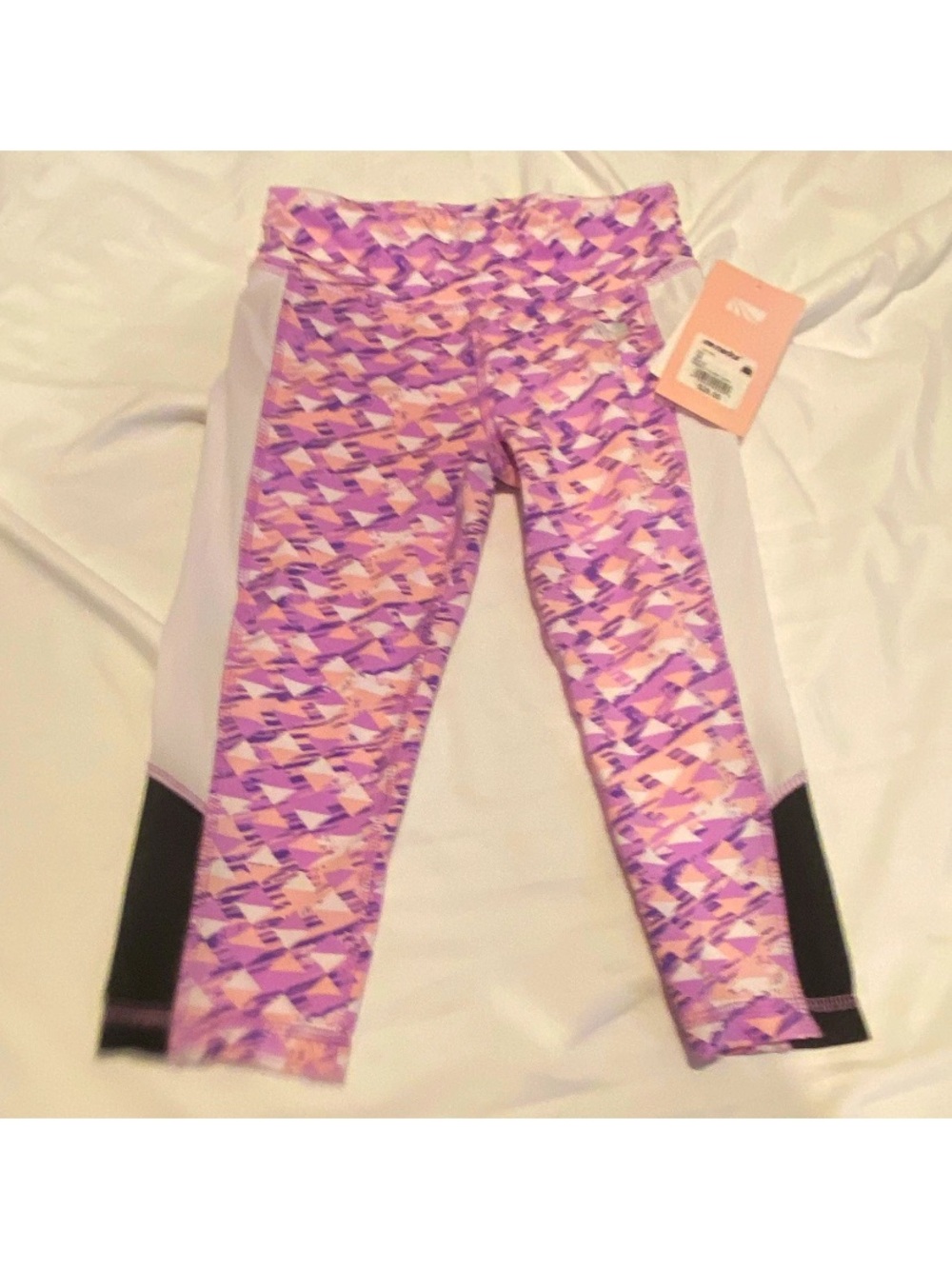 Marika Pink & Purple Geometric Print Kids Leggings